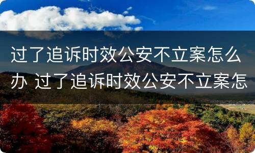 过了追诉时效公安不立案怎么办 过了追诉时效公安不立案怎么办呢