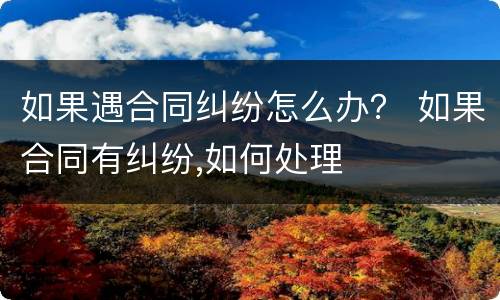 如果遇合同纠纷怎么办？ 如果合同有纠纷,如何处理