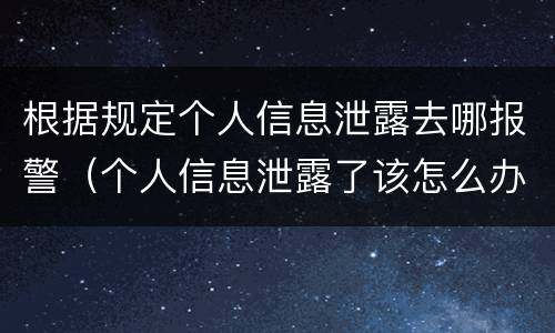 根据规定个人信息泄露去哪报警（个人信息泄露了该怎么办能报警吗）