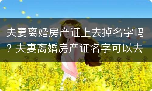 夫妻离婚房产证上去掉名字吗? 夫妻离婚房产证名字可以去掉吗