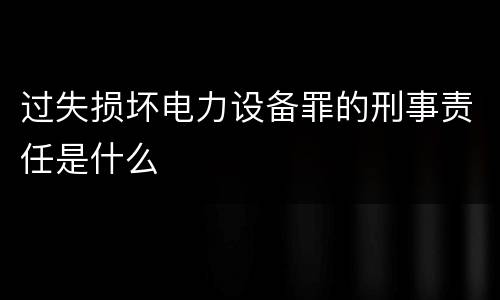 过失损坏电力设备罪的刑事责任是什么