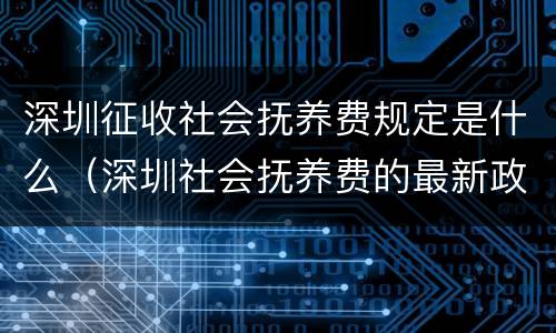 深圳征收社会抚养费规定是什么（深圳社会抚养费的最新政策）