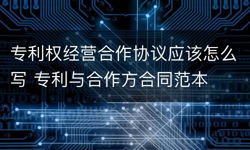 专利权经营合作协议应该怎么写 专利与合作方合同范本