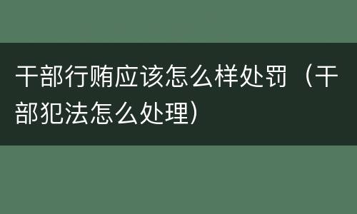 干部行贿应该怎么样处罚（干部犯法怎么处理）