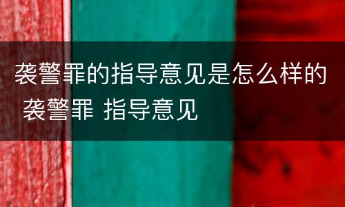 袭警罪的指导意见是怎么样的 袭警罪 指导意见
