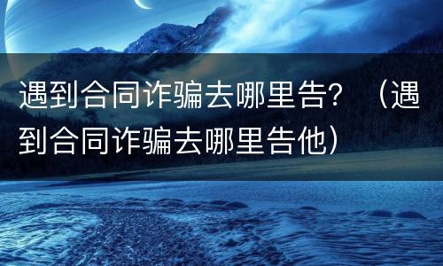 遇到合同诈骗去哪里告？（遇到合同诈骗去哪里告他）