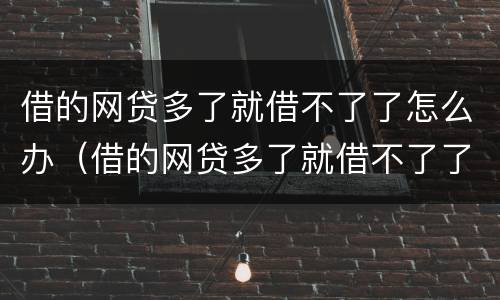借的网贷多了就借不了了怎么办（借的网贷多了就借不了了怎么办）
