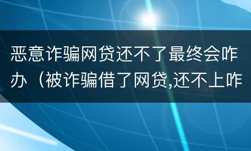 恶意诈骗网贷还不了最终会咋办（被诈骗借了网贷,还不上咋办）