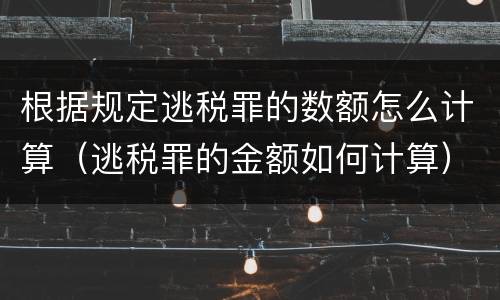 根据规定逃税罪的数额怎么计算（逃税罪的金额如何计算）