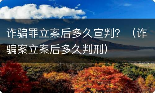 诈骗罪立案后多久宣判？（诈骗案立案后多久判刑）