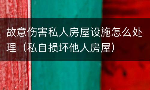 故意伤害私人房屋设施怎么处理（私自损坏他人房屋）