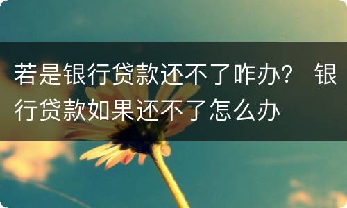 若是银行贷款还不了咋办？ 银行贷款如果还不了怎么办