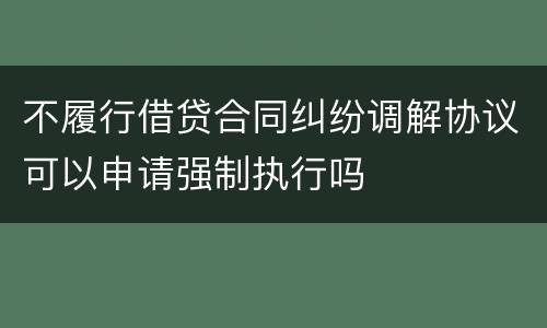 不履行借贷合同纠纷调解协议可以申请强制执行吗