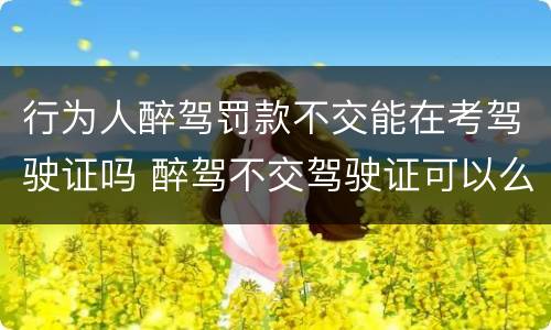 行为人醉驾罚款不交能在考驾驶证吗 醉驾不交驾驶证可以么