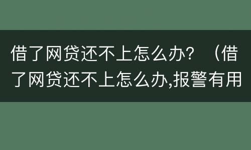 借了网贷还不上怎么办？（借了网贷还不上怎么办,报警有用吗,会被报复吗）