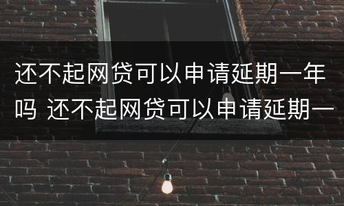 还不起网贷可以申请延期一年吗 还不起网贷可以申请延期一年吗