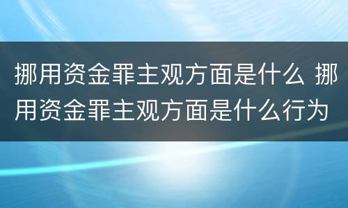 挪用资金罪主观方面是什么 挪用资金罪主观方面是什么行为