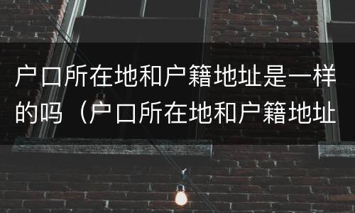 户口所在地和户籍地址是一样的吗（户口所在地和户籍地址是一样的吗怎么写）