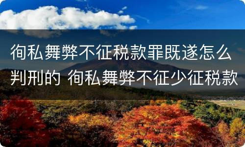 徇私舞弊不征税款罪既遂怎么判刑的 徇私舞弊不征少征税款罪的主观方面表现是