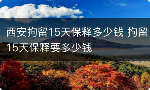 西安拘留15天保释多少钱 拘留15天保释要多少钱