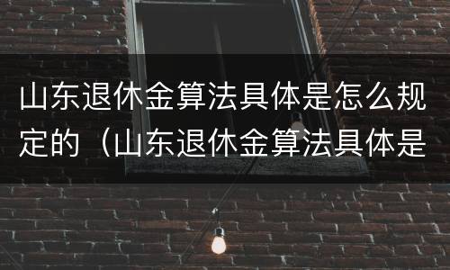 山东退休金算法具体是怎么规定的（山东退休金算法具体是怎么规定的呀）