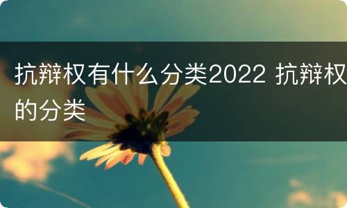 抗辩权有什么分类2022 抗辩权的分类