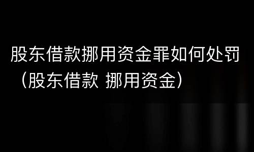 股东借款挪用资金罪如何处罚（股东借款 挪用资金）