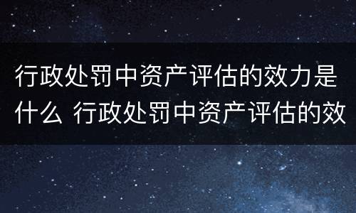 行政处罚中资产评估的效力是什么 行政处罚中资产评估的效力是什么意思