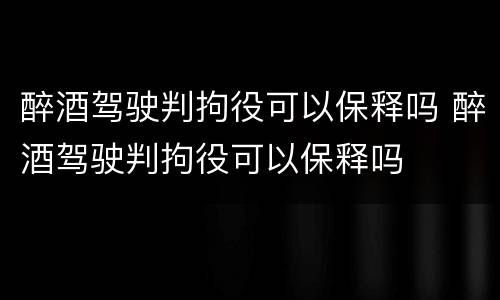 醉酒驾驶判拘役可以保释吗 醉酒驾驶判拘役可以保释吗