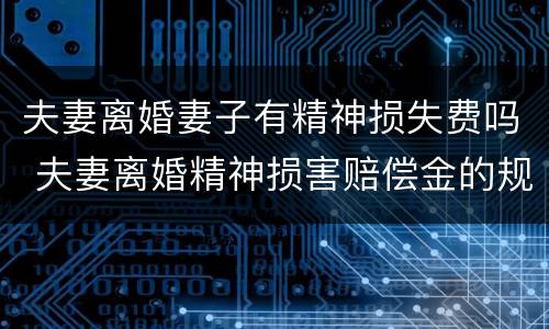 夫妻离婚妻子有精神损失费吗 夫妻离婚精神损害赔偿金的规定