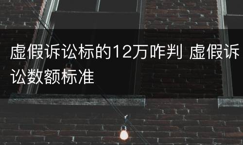 虚假诉讼标的12万咋判 虚假诉讼数额标准