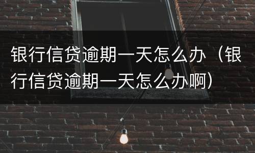 银行信贷逾期一天怎么办（银行信贷逾期一天怎么办啊）