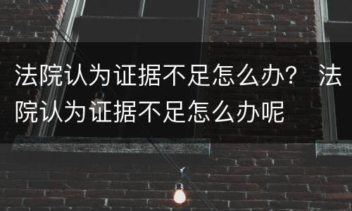 法院认为证据不足怎么办？ 法院认为证据不足怎么办呢