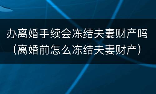 办离婚手续会冻结夫妻财产吗（离婚前怎么冻结夫妻财产）