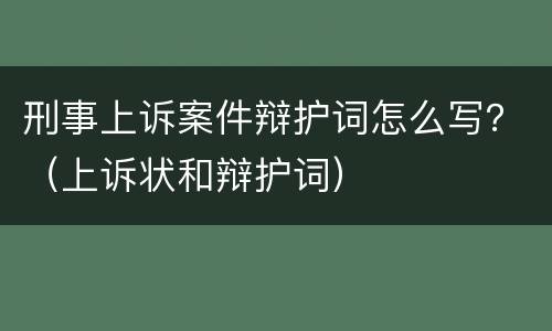 刑事上诉案件辩护词怎么写？（上诉状和辩护词）
