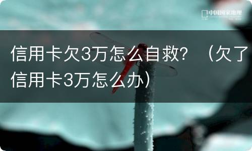 信用卡欠3万怎么自救？（欠了信用卡3万怎么办）