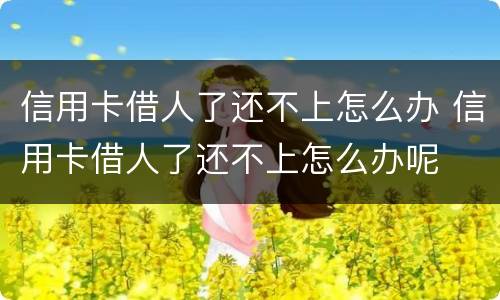 信用卡借人了还不上怎么办 信用卡借人了还不上怎么办呢
