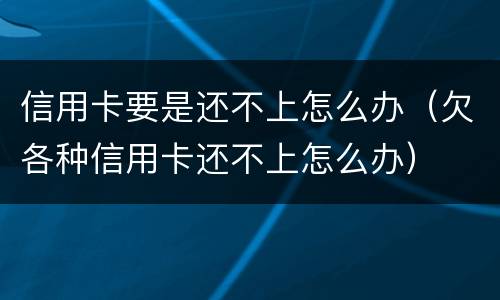 信用卡要是还不上怎么办（欠各种信用卡还不上怎么办）