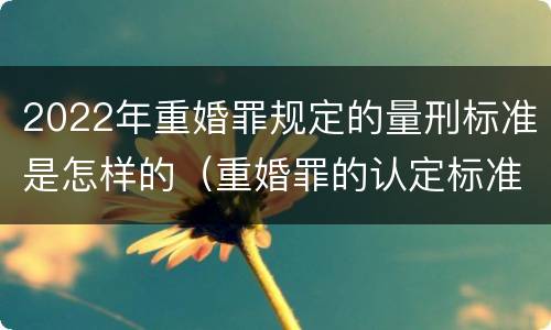 2022年重婚罪规定的量刑标准是怎样的（重婚罪的认定标准2021判几年）