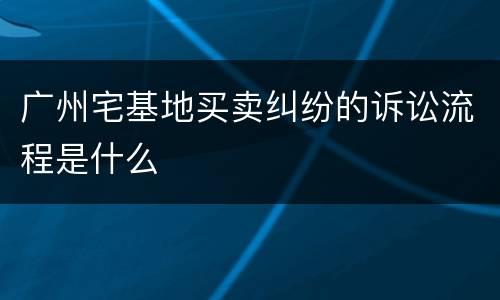 广州宅基地买卖纠纷的诉讼流程是什么