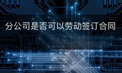 分公司是否可以劳动签订合同