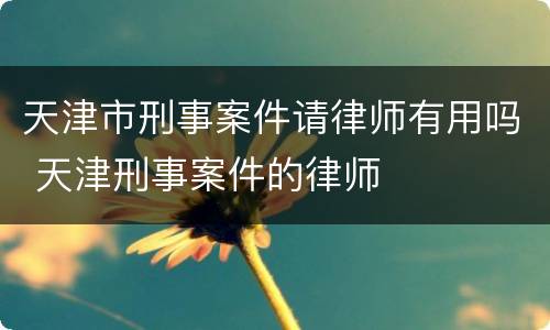 天津市刑事案件请律师有用吗 天津刑事案件的律师