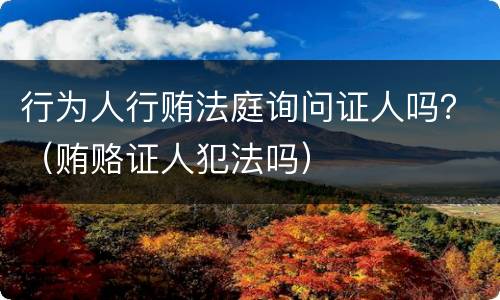 行为人行贿法庭询问证人吗？（贿赂证人犯法吗）