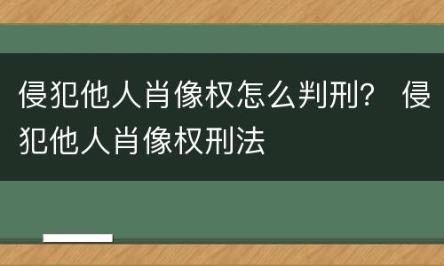 侵犯他人肖像权怎么判刑？ 侵犯他人肖像权刑法