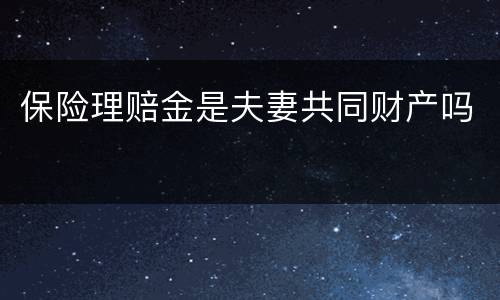 保险理赔金是夫妻共同财产吗