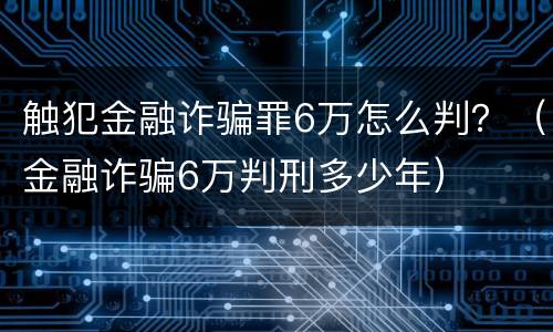 触犯金融诈骗罪6万怎么判？（金融诈骗6万判刑多少年）