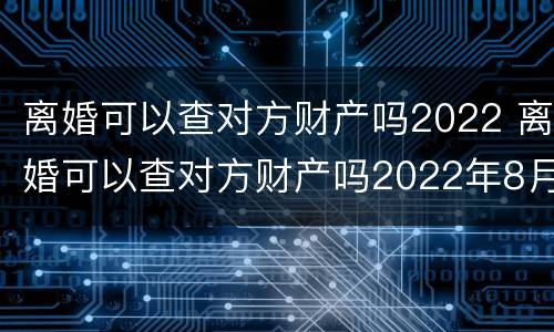 离婚可以查对方财产吗2022 离婚可以查对方财产吗2022年8月