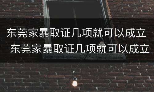 东莞家暴取证几项就可以成立 东莞家暴取证几项就可以成立了