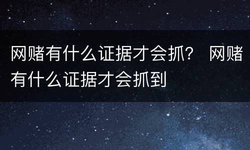 网赌有什么证据才会抓？ 网赌有什么证据才会抓到