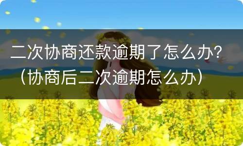 二次协商还款逾期了怎么办？（协商后二次逾期怎么办）